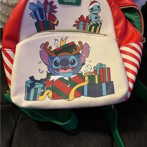 Disney Loungefly Holiday Stitch Kids Backpack
